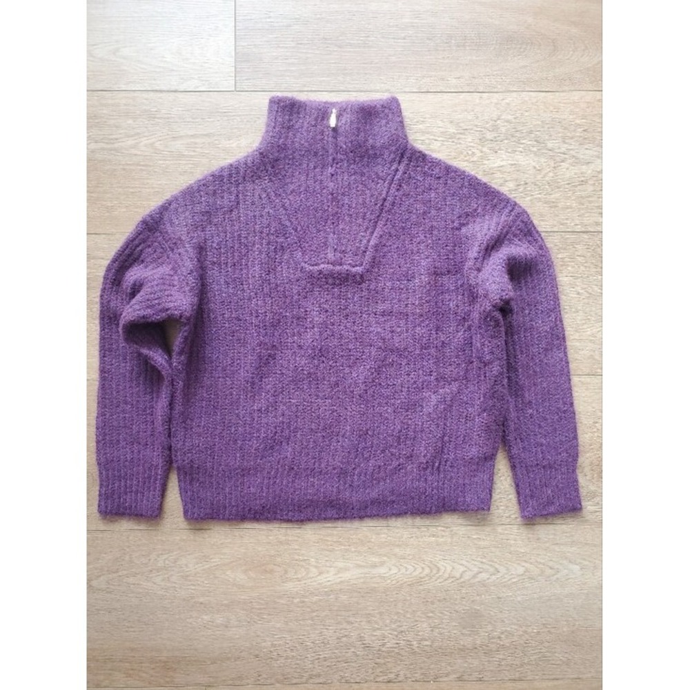 Elie Tahari NWT Lavender-Purple Quarter-Zip Cozy Knit Sweater, Sz L